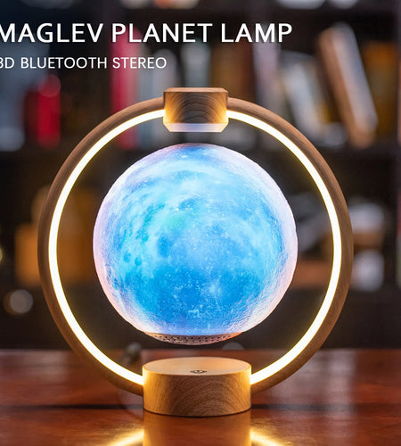 Maglev Moon Light Bluetooth Speaker 3D Stereo Levitating Lamp Magnetic Levitation LED Rotating Globe Lights Bedside Lights Home