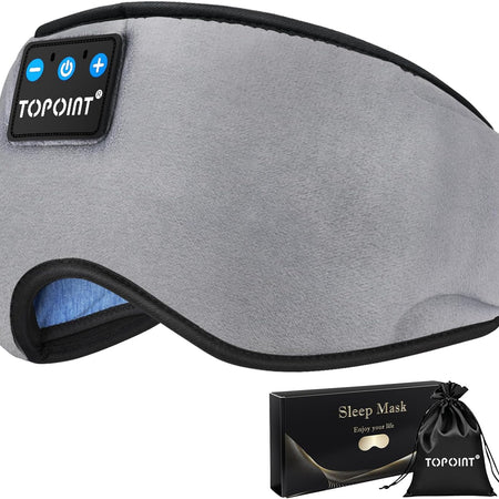 Bluetooth Sleep Eye Mask Wireless Headphones, Sleeping Eye Cover Travel Music Headsets with Microphone Handsfree, Sleep Headphones for Side Sleepers Men Women