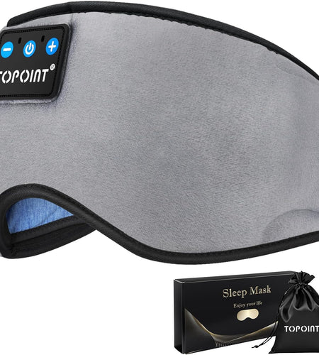 Bluetooth Sleep Eye Mask Wireless Headphones, Sleeping Eye Cover Travel Music Headsets with Microphone Handsfree, Sleep Headphones for Side Sleepers Men Women