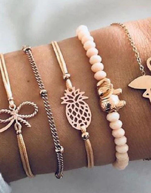 Load image into Gallery viewer, Bohemian Bracelet Set for Women Shell Star Map Pineapple Heart Natural Stone Beads Chains Bangle Boho Jewelry
