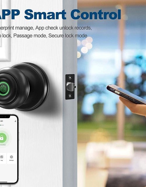 Load image into Gallery viewer, Smart Door Lock, Fingerprint Door Lock Smart Lock Biometric Door Lock Fingerprint Door Knob with App Control, Suitable for Bedrooms,Cloakroom,Apartments Offices,Hotels, Black
