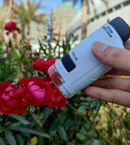 Pocket Microscope Kids Science Toy Kit 60-120X Educational Mini Handheld Microscope with LED Light Outdoor Children Stem Toy