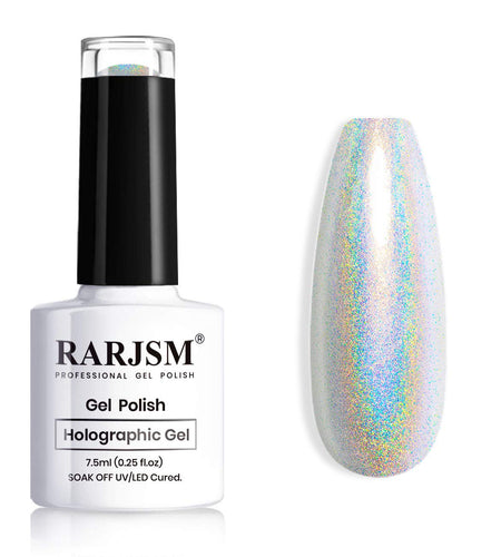 Holographic Nail Polish Set Silver Glitter Nail Polish 1PCS 7.5ML Metallic Gel Polish UV/LED Lamp Curved for Salon Nail Art Gift Set