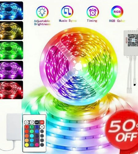 Multi-Color Multi-White Waterproof 32Ft RGB Color Changing LED Light Strip with Remote Control Halloween and Christmas Decoration