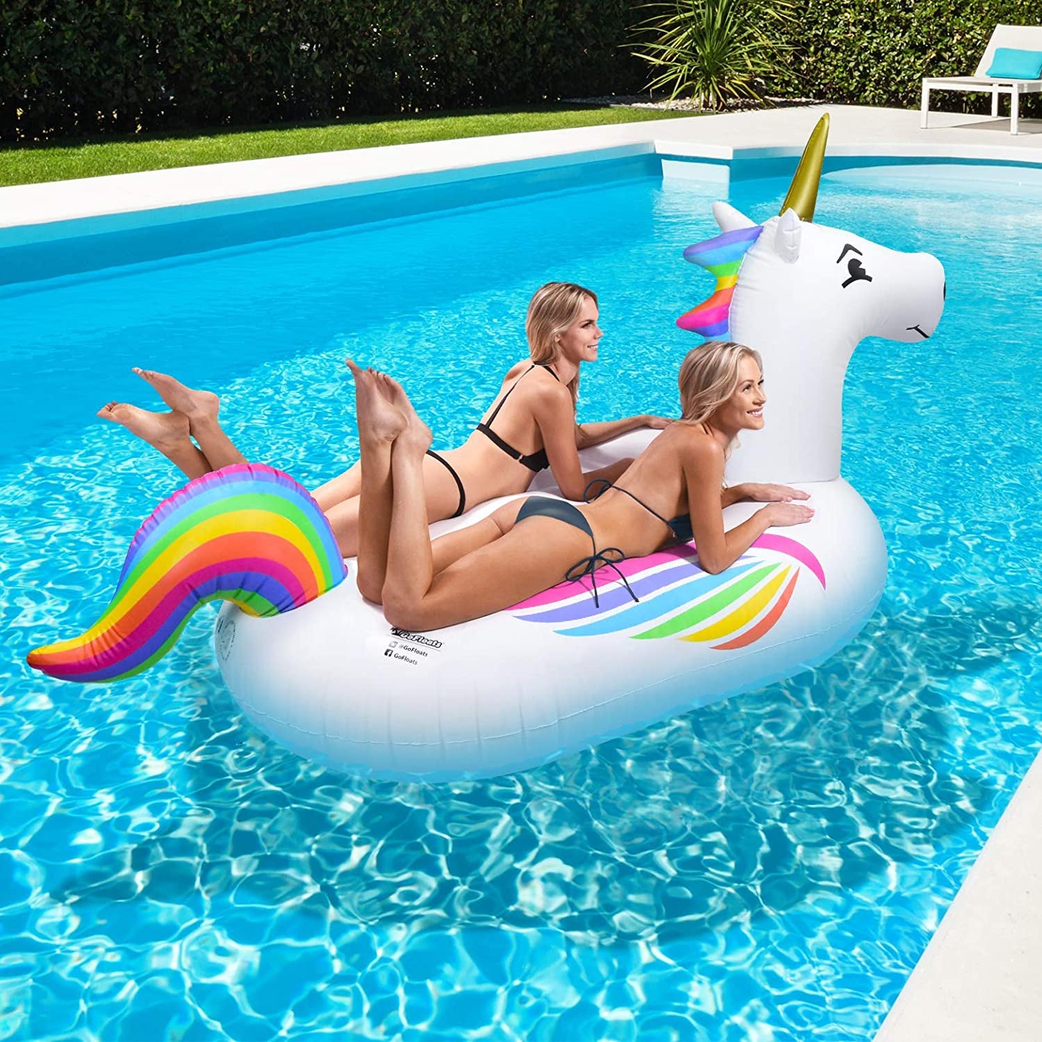 Giant Inflatable Pool Floats - Choose Unicorn, Dragon, Flamingo, Swan, or Bull - Includes Drink Float