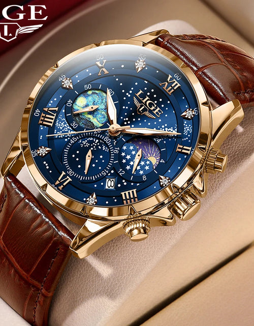 Load image into Gallery viewer, LIGE Men Watches Casual Sport Watch Men Luxury Waterproof Date Luminous Chronograph Wristwatch Male Quartz Watches Leather Clock
