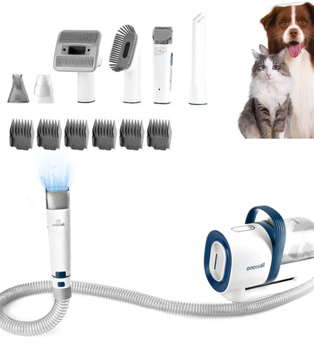 7 in 1 Dog Grooming Kit, Low Noise Pet Grooming Vacuum with 1.5 L Dust Cup, Dog Vacuum for Shedding Grooming, with 7 Professional Grooming Tools for Dogs Cats Pet Hair & Home Car Cleaning