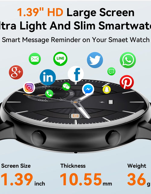 Load image into Gallery viewer, Smart Watch for Men Women 1.39 Inch Touch Screen Fitness Watch with Sports Tracker, Sports Smart Watch for Android Ios (Black)
