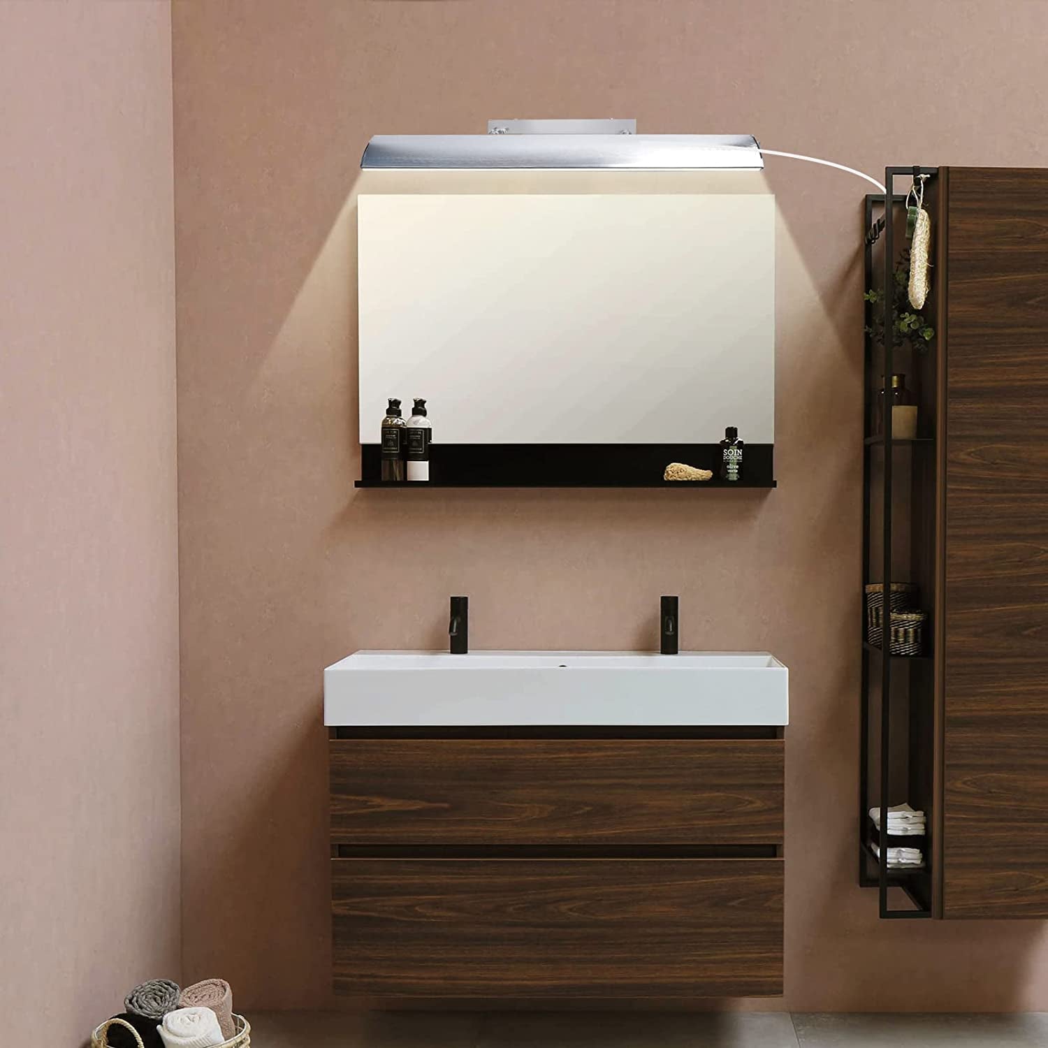 LED Bathroom Vanity Mirror Lighting - 22 Inch 9W Long Shade Modern Makeup Mirror Lamp with US On/Off Plug for Dressing Room, Cabinet Mirror Lighting, Wall Sconce Lighting, Daylight 6000K