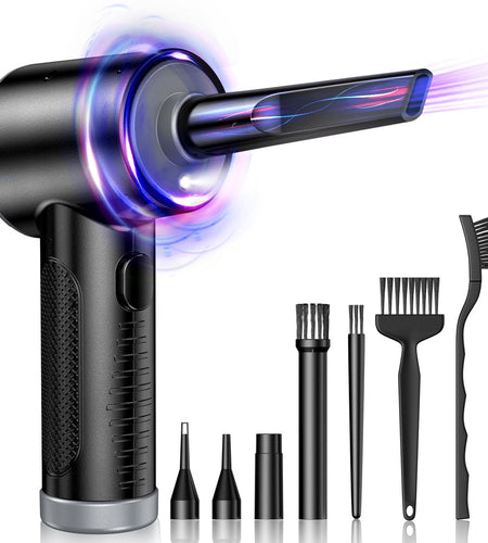 Compressed Air Duster - 91000RPM Electric Air Duster Cleaner, 3 Adjustable Speed Air Duster for Keyboard and Computer, Rechargeable Electric Cordless Duster for Deep Cleaning, Fast Inflation