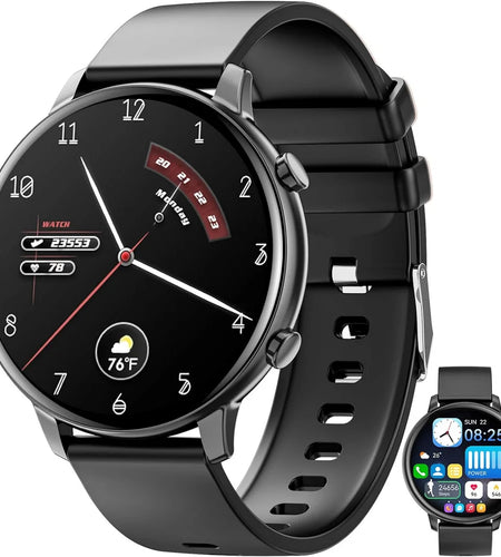 Smart Watch for Men Women 1.39 Inch Touch Screen Fitness Watch with Sports Tracker, Sports Smart Watch for Android Ios (Black)