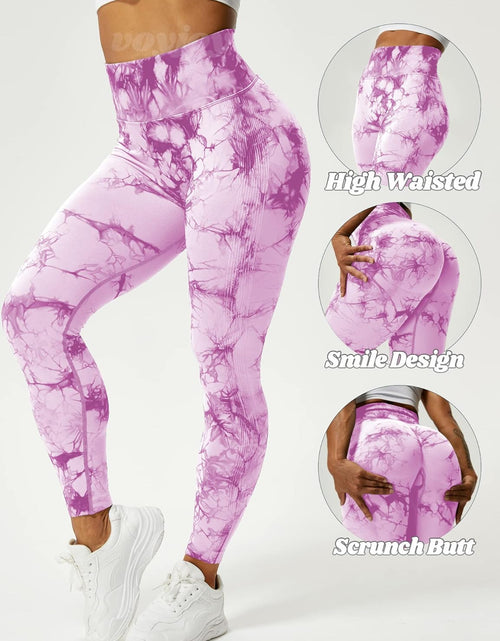 Load image into Gallery viewer, Tie Dye Seamless Leggings for Women High Waist Yoga Pants, Scrunch Butt Lifting Elastic Tights
