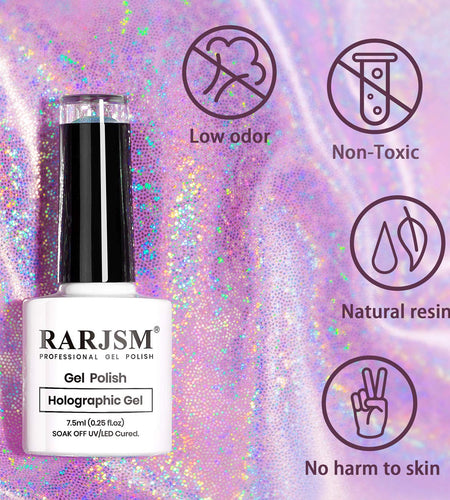 Holographic Nail Polish Set Silver Glitter Nail Polish 1PCS 7.5ML Metallic Gel Polish UV/LED Lamp Curved for Salon Nail Art Gift Set