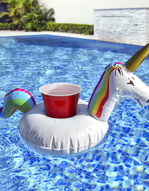 Load image into Gallery viewer, Giant Inflatable Pool Floats - Choose Unicorn, Dragon, Flamingo, Swan, or Bull - Includes Drink Float
