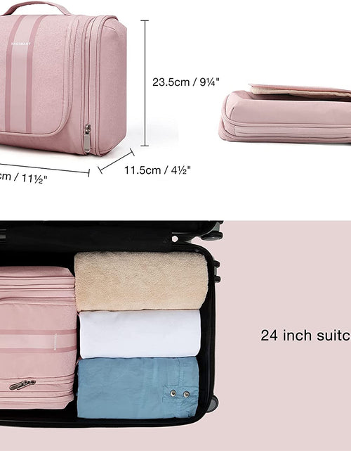 Load image into Gallery viewer, Toiletry Bag for Women, Travel Toiletry Organizer with Hanging Hook, Water-Resistant Cosmetic Makeup Bag Travel Organizer for Shampoo, Full-Size Container, Toiletries, Pink-Medium
