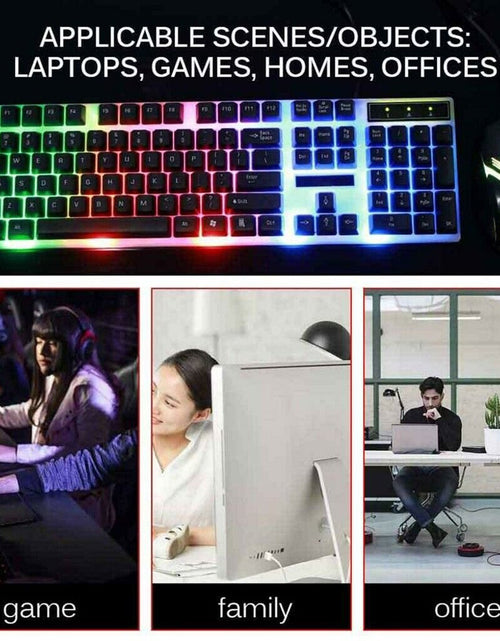 Load image into Gallery viewer, Rainbow Wired Gaming Keyboard and Mouse Combo, RGB Backlit Keyboard with 104 Key, USB Illuminated Gaming Mouse Set for Computer PC Gamer Laptop
