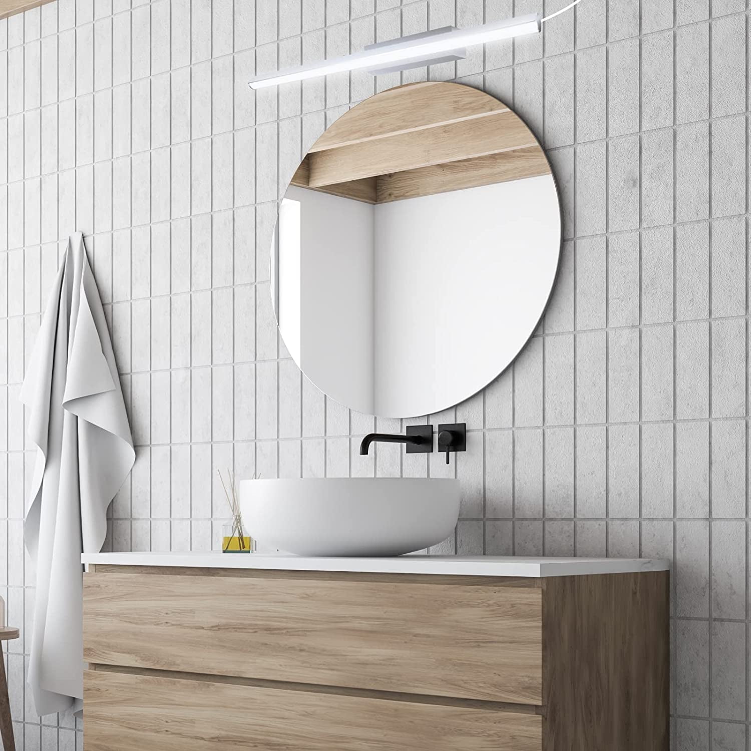 LED Bathroom Vanity Mirror Lighting - 22 Inch 9W Long Shade Modern Makeup Mirror Lamp with US On/Off Plug for Dressing Room, Cabinet Mirror Lighting, Wall Sconce Lighting, Daylight 6000K