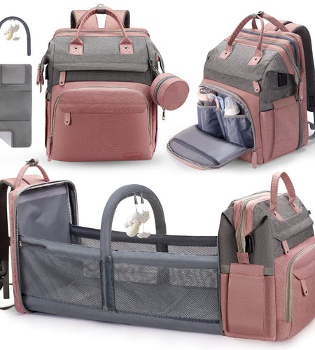 Baby Diaper Bag Backpack, Diaper Changing Station,Waterproof Changing Pad, Pacifier Case Black Color