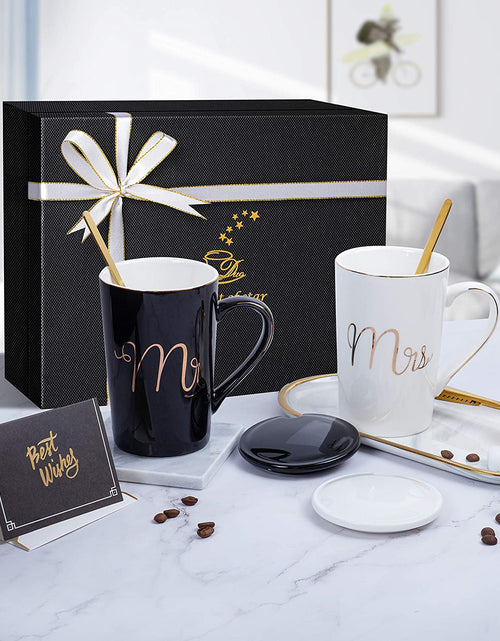 Load image into Gallery viewer, Mr and Mrs Coffee Mugs Set - Unique Wedding Gifts for Bride and Groom - His and Hers Anniversary Present Husband and Wife -Engagement Gifts for Him Her for Parents for Valentine&#39;S Day
