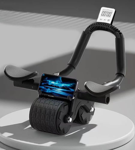 2023 New with Timer Ab Abdominal Exercise Roller Elbow Support, Abs Roller Wheel Core Exercise Equipment, Automatic Rebound Abdominal Wheel(Black）