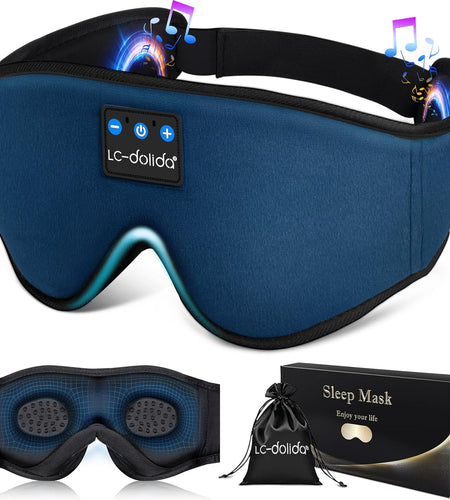 Sleeping Headphones Eye Mask, Sleep Mask with Bluetooth Headphones 3D Eye Mask Wireless Music Cotton Sleep Cover for Side Sleepers Nap Insomnia Air Travel Meditation Gifts for Unisex