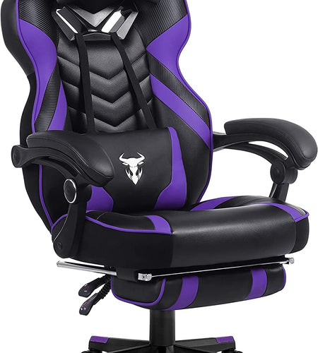 Purple Gaming Chair Reclining Computer Chair with Footrest High Back Gamer Chair with Massage Large Computer Gaming Chair Racing Style Chair for Gaming Big and Tall Gaming Chairs for Adult