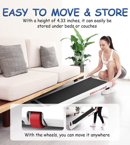 Walking Pad Treadmill under Desk, Black 2.25HP Portable Mini Treadmill W/ Remote Control