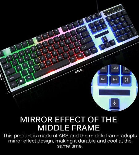 Rainbow Wired Gaming Keyboard and Mouse Combo, RGB Backlit Keyboard with 104 Key, USB Illuminated Gaming Mouse Set for Computer PC Gamer Laptop