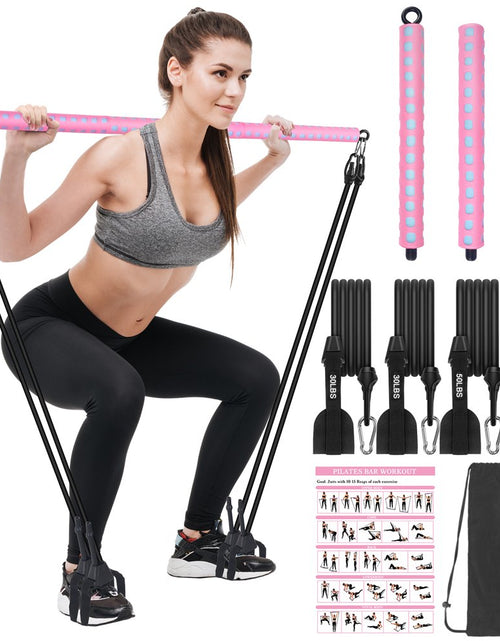 Load image into Gallery viewer, Adjustable Pilates Bar Kit with 4 Resistance Bands, Portable Pilates Bar Stick for Home Workout, Adjustable Pilate Bar for Gym Fitness
